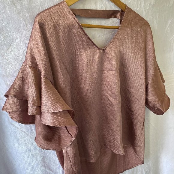 MERKI Silky Champagne Pink Blouse NEW - Picture 7 of 8